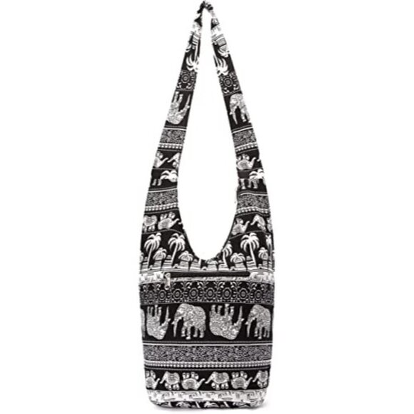 𝅺🆕 Hobo Fashion canvas Shoulder Bag Hippie Crossbody Bohemian Animal Print NWT - Picture 1 of 7